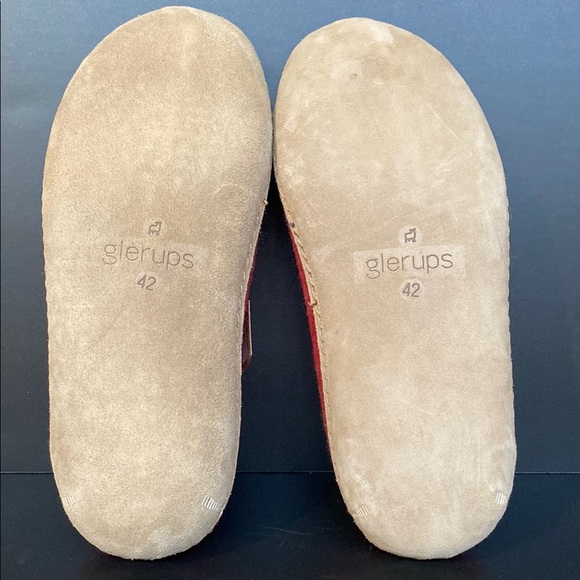 Glerups Natural Felted Wool Slip On Leather Sole Slippers Red Size 42 US W11 M9 - Picture 8 of 11